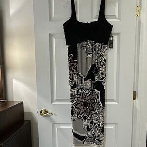 Carole Little Black & Neutral Floral Maxi Dress – Size 14 – NWT